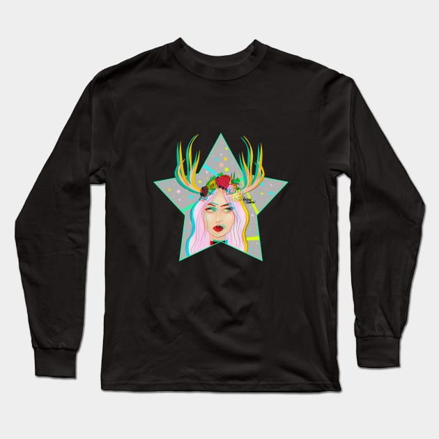 Deer:Horns Long Sleeve T-Shirt by Hessa 